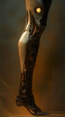 Biomechanical Leg: Cyberpunk Robotic Limb - Futuristic Technology and Mechanical Design