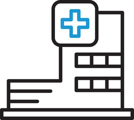 Obraz premium Hospital Building Line Icon 