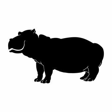 recommend clip art: silhouette of a standing hippo