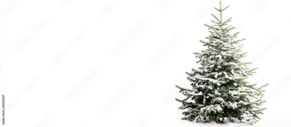 Aufkleber snow-covered christmas tree on white backdrop creating a festive and cheerful holiday atmosphere for