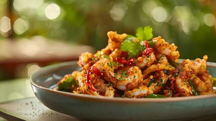 Spicy Stir-Fried Calamari with Fresh Herbs