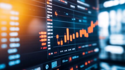 Obraz premium CPI data report on large screen monitor, economic analyst reviewing inflation trends, financial market insights, and policy implications.