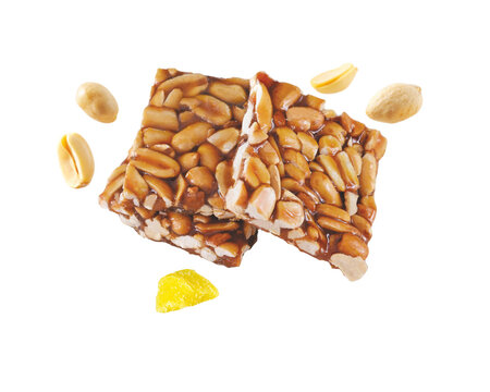 Indian Peanut Chikki on transparent background.