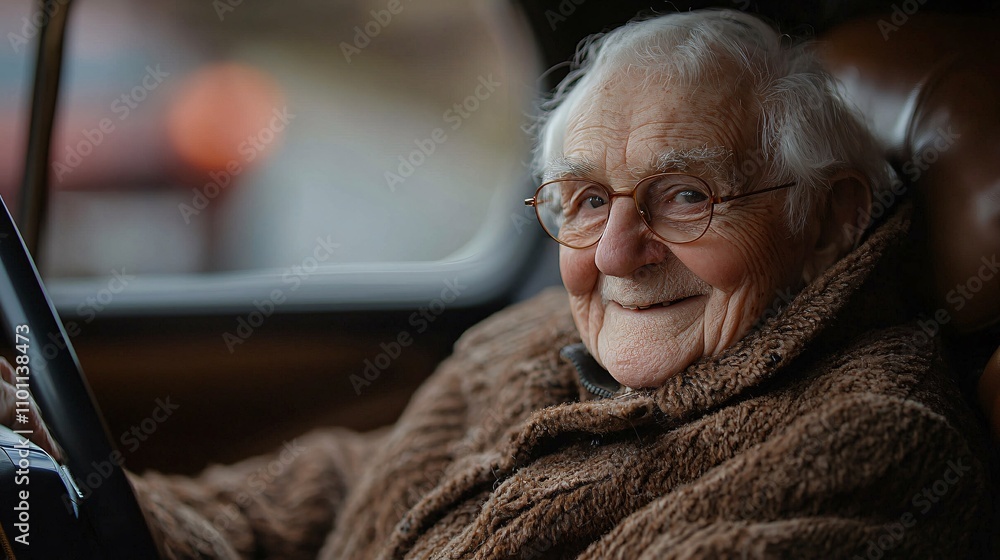 Poster an elderly driver navigating a well-planned obstacle course to enhance confidence behind the wheel s