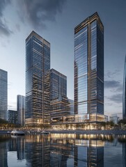 Fototapeta premium Business district with modern skyscrapers in shanghai