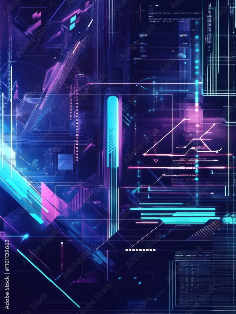 Aufkleber digital interface with linear graphics, modern digital background for your creativity