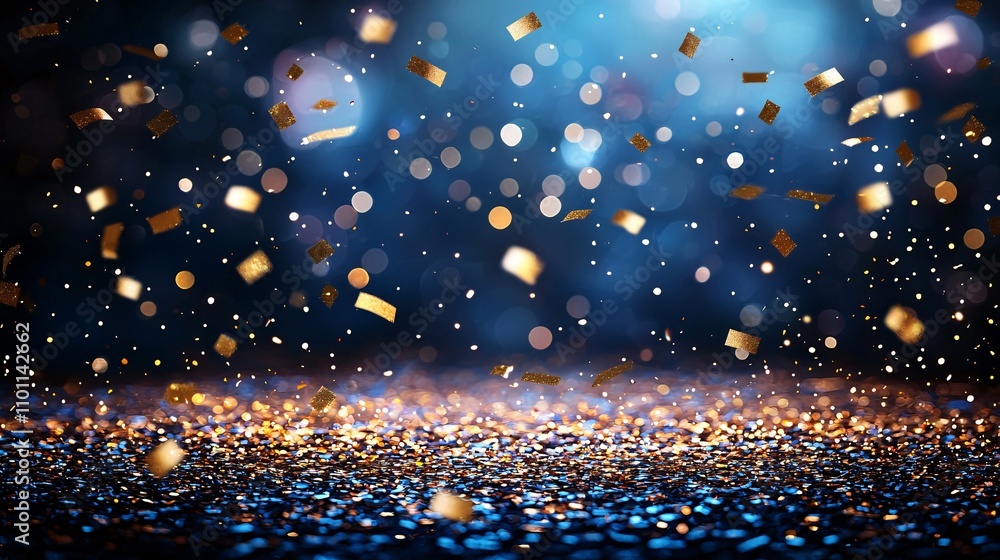 Aufkleber a festive new year background featuring golden confetti falling against a sparkling dark gradient st