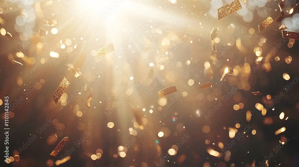 Aufkleber a festive new year background featuring golden confetti falling against a sparkling dark gradient st