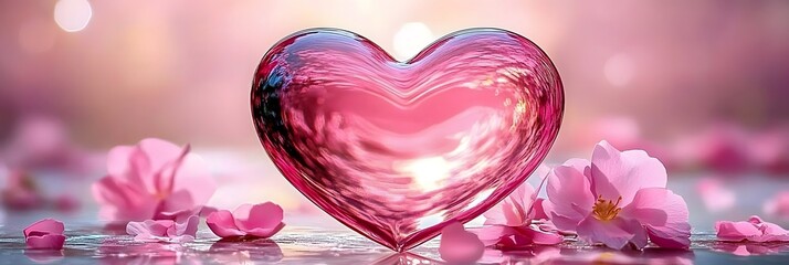 Fototapeta premium Blooming Love on Valentine's Day illustration banner