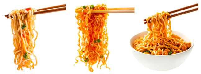 chopsticks holding instant noodles set