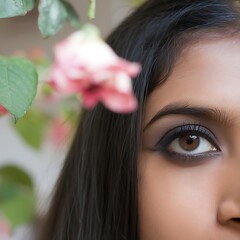 Naklejka premium Close-up shot of Indian woman eyes