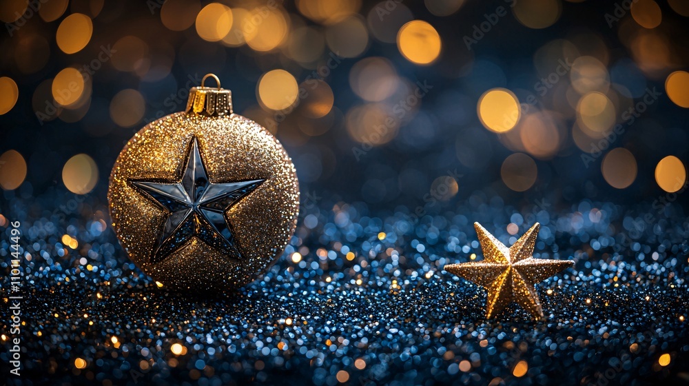Poster an elegant new year background with a bokeh effect of gold and silver lights on a dark gradient stoc