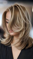 Obraz premium Close up shot of woman's hairstyle