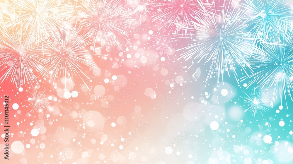 Poster a dreamy new year background with a soft pastel gradient and subtle fireworks silhouettes stock phot