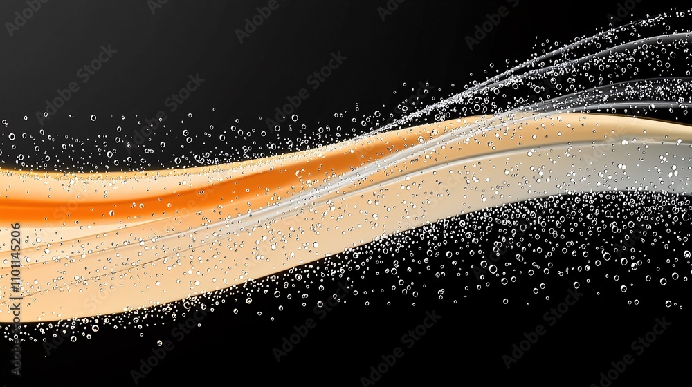 Poster A dynamic New Year background with champagne bubbles rising over a gold-and-black gradient Stock Photo with side copy space