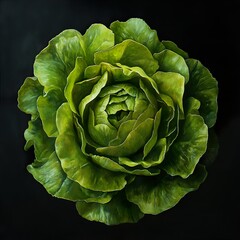 Obraz premium Close-up of a Vibrant Green Lettuce, Botanical Still Life, Nature Photography