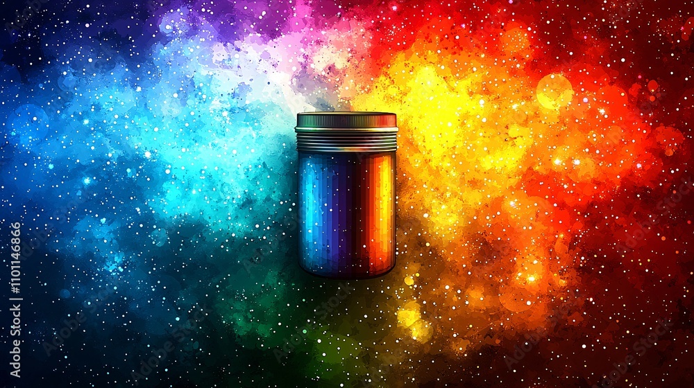 Poster a joyful new year scene with fireworks in rainbow colors lighting up a clear starry night sky stock 