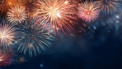 Obraz premium Vibrant, colorful fireworks lighting up the night sky, setting a joyful and festive mood