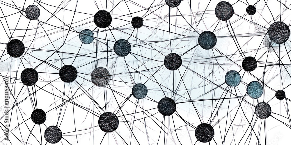 Poster abstract network illustration depicting interconnected nodes and lines.