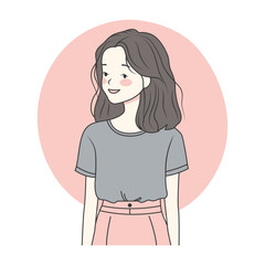 Cute Pretty Cheerful Teen Girl Cartoon Character Wearing Casual Clothes