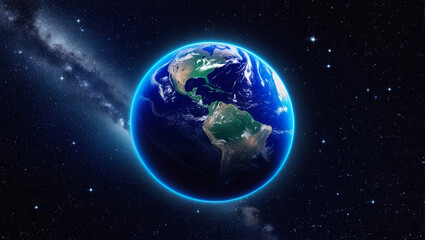 Naklejka premium AI generative. Illustration of earth view from the space . 11