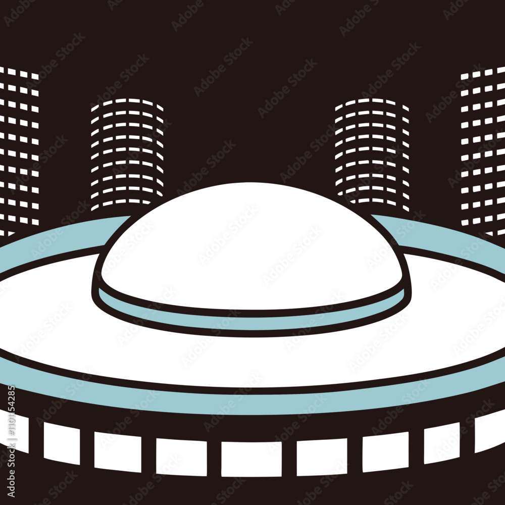 Poster An abstract dome building with a green path and three figures. The vibrant colors and geometric patterns make it a striking and unique digital artwork. Perfect for commercial use and printables design