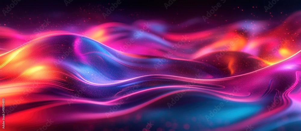 Poster abstract background with colorful waves and particles.