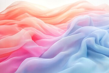 Obraz premium Soft, flowing, ombre fabric in pink, orange, and blue shades.