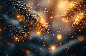 christmas background with cones and fir branches