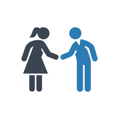 Man greeting woman icon