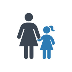 Mother walking child icon