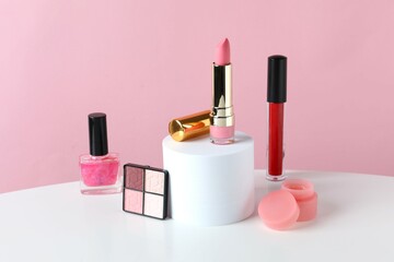 Decorative cosmetics on a table 