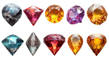 Fototapeta premium set of gemstones isolated on white background