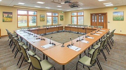 Spacious and Bright Conference Room with Modern Furnishings