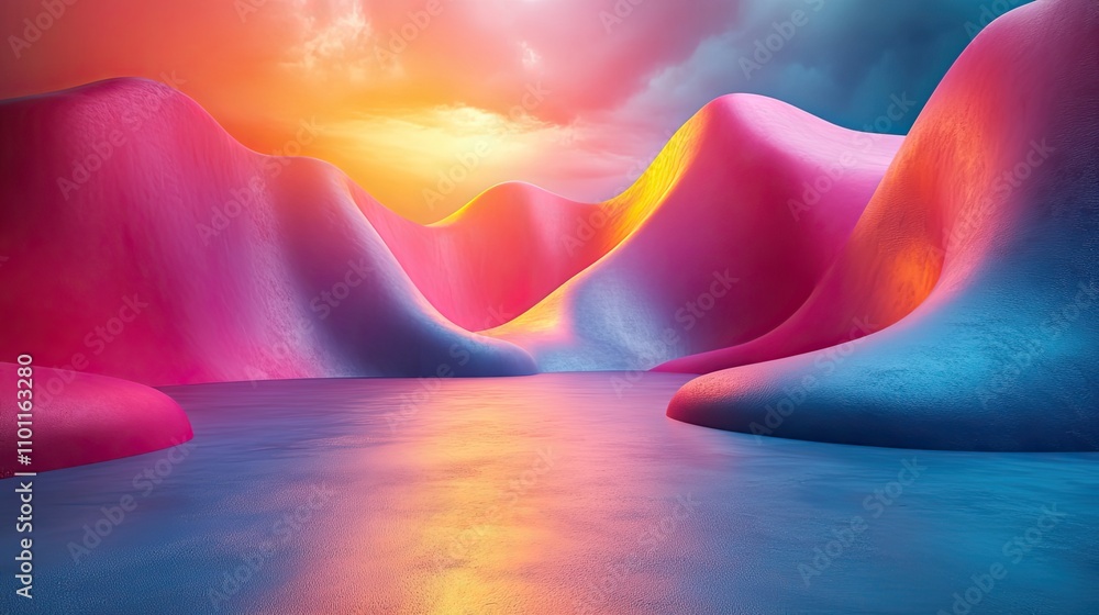 Poster rendering surface and colorful graphic background