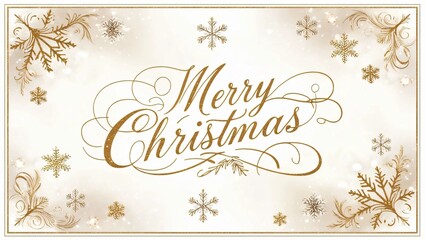 Obraz premium AI GENERATE, Merry Christmas greeting card design with golden calligraphy and snowflakes