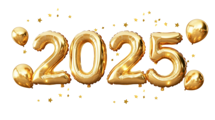 new year 2025 golden balloons