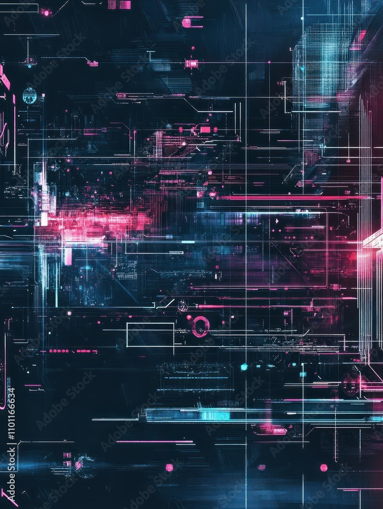Aufkleber digital interface with linear graphics, modern digital background for your creativity