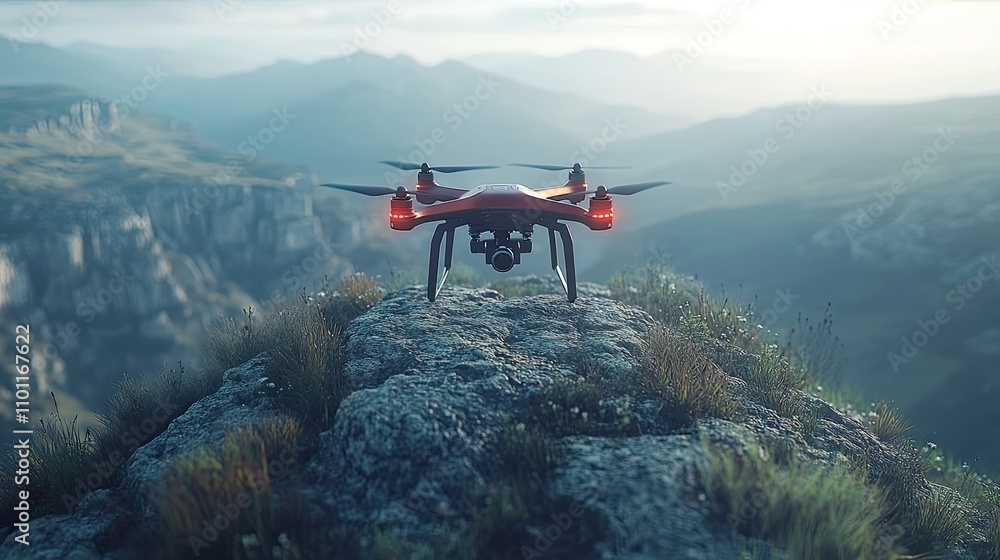 Poster a drone flying to a position mark rendering