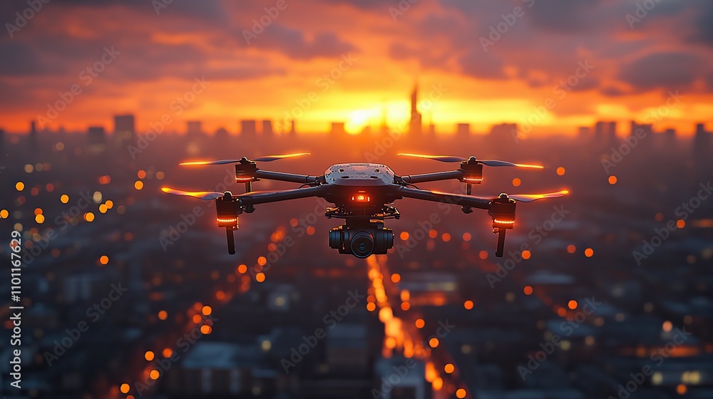Poster a drone flying to a position mark rendering