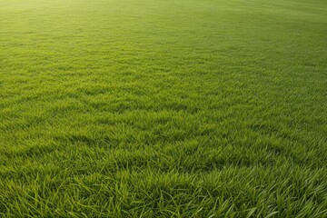 Fototapeta premium arafed view of a field of grass with a single red fire hydrant in the middle
