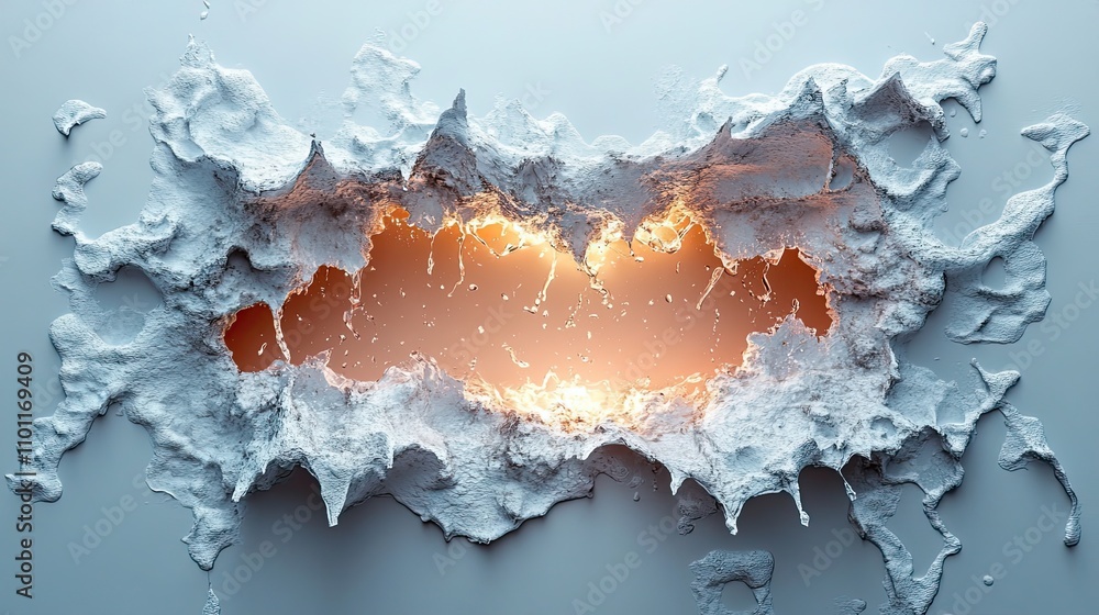 Poster a hole bursting through the design of a wall backdrop that explode