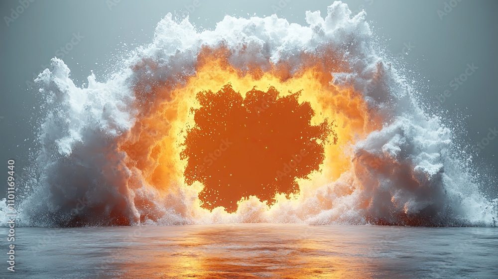Poster a hole bursting through the design of a wall backdrop that explode
