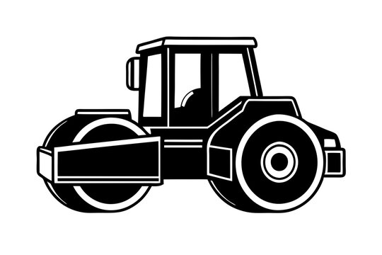 black and white road roller construction vehicle clip art preview