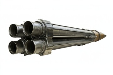 Fototapeta premium A close-up view of a sleek and powerful rocket. This image captures the intricate details of engineering and design. Perfect for technology and military themes. Generative AI