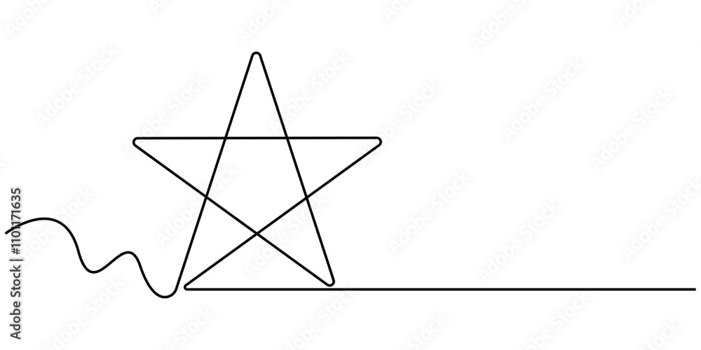 Poster hand draw doodle stars illustration in continuous line arts style vector, star continuous one line d