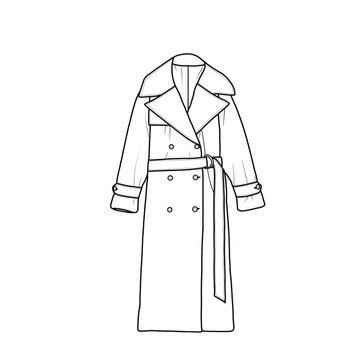 black and white trench coat outline clip art preview