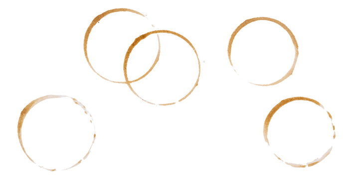 Naklejki Coffee Stain rings isolated on white background, Coffee cup stain rings