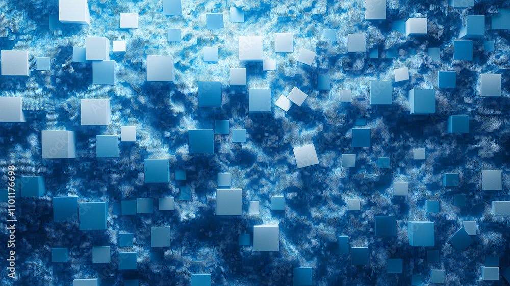 Aufkleber abstract blue cubes create dynamic and textured background