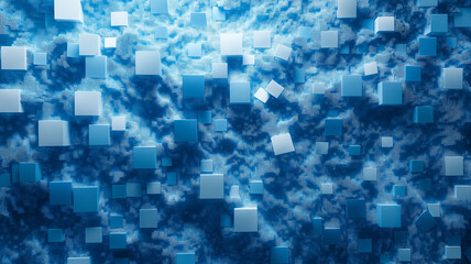 Abstract blue cubes create dynamic and textured background